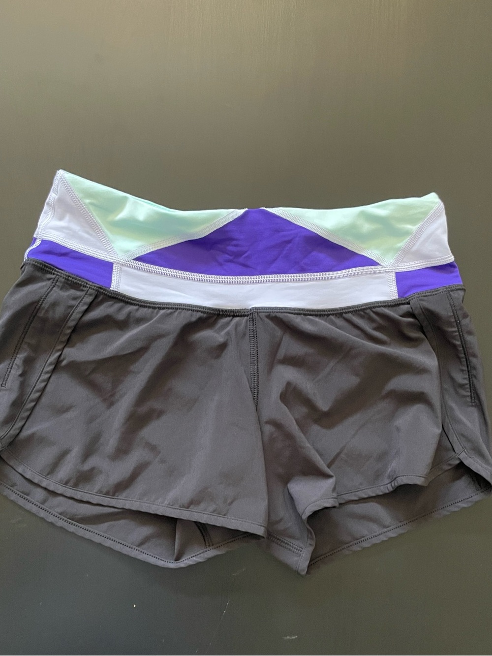 lululemon athletica Gray Shorts with Purple & Mint Waistband